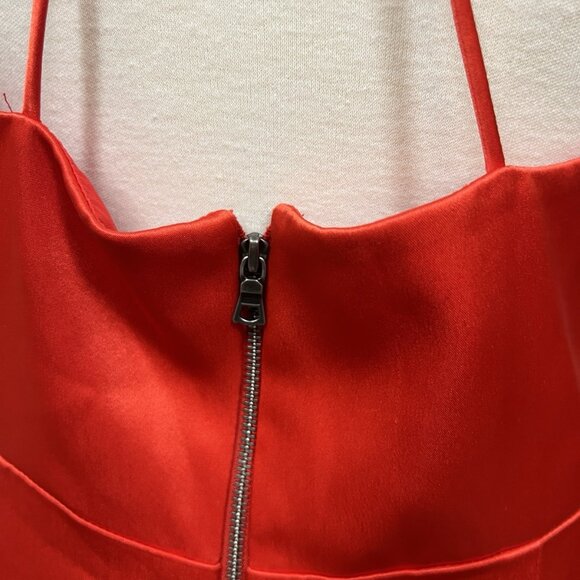 Alice & Olivia Loraine Seamed Slip Midi Dress in Bright Poppy Size 8 Red - Picture 7 of 7